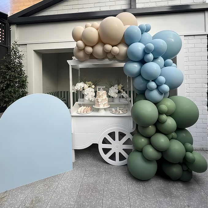Sage Green and Blue Balloons, Baby Boy Shower Balloons - Image 4