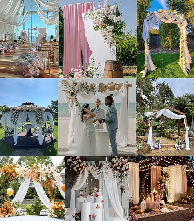 Royal Blue Wedding Arch Draping Fabric 29" x 20 FT Blue Wedding Drapes for Backdrop Sheer Curtains Drapes for Romantic Bridal Baby Shower Ceremony Birthday Party Fall Outdoor Events