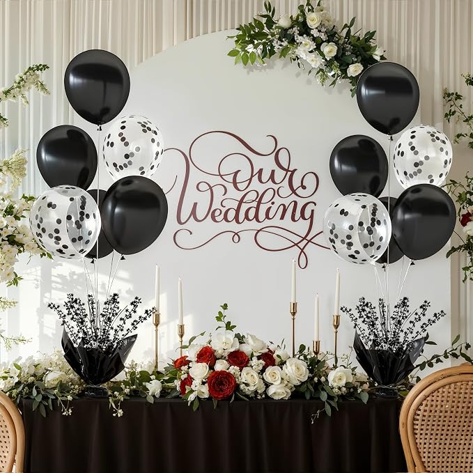 2 Set Black Table Balloons Foil Spray Centerpiece - Image 3