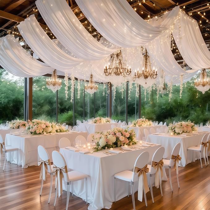 6 Panels White Ceiling Curtains - Image 5
