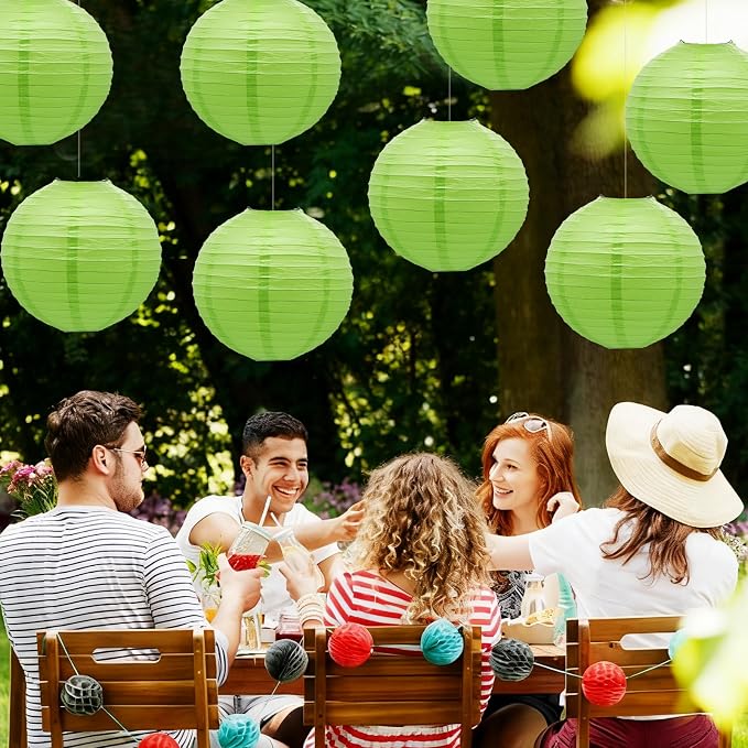 Sage Green Paper Lanterns Chinese Round Lanterns - Image 7