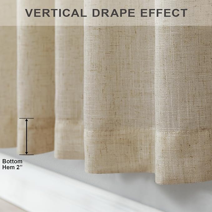 Burlywood Birch Taupe Beige Linen Curtains 96 Inches Long - Image 8