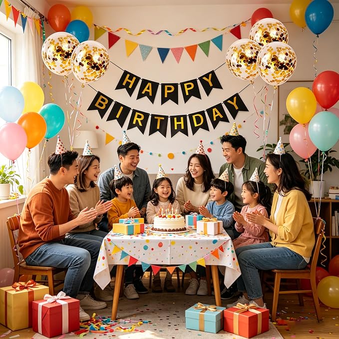Happy Birthday Banner Sign Bunting Hanging Decorations - Image 4