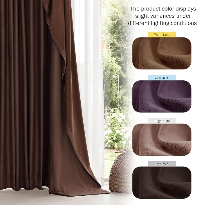 Beauoop Coffee Brown Velvet Curtain - Image 6