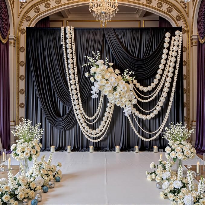 20ft x 8ft Wrinkle Free Black Backdrop Curtains - Image 5