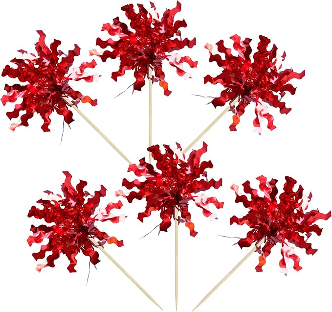 Gyufise 30Pcs Foil Firework Cupcake Toppers Sparkle Tinsel Cake Toppers Tinsel - Image 3
