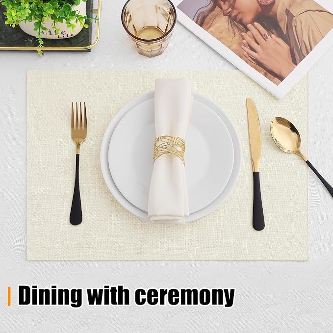 Homaxy Cloths Placemats for Dining Table Set of 4, Cream | Heat Resistant - Image 5