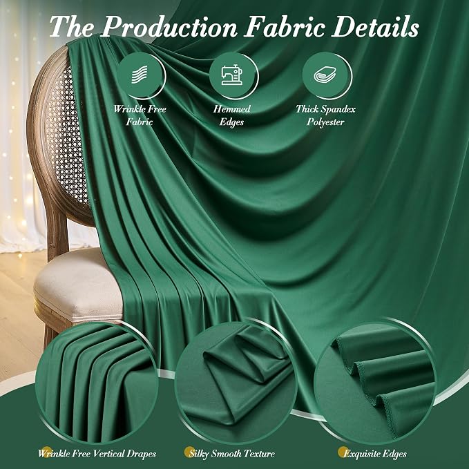 10 ft x 10 ft Wrinkle Free Hunter Green Backdrop Curtain - Image 4