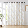 FMFUNCTEX Linen Yellow Grey Semi Sheer Patio Curtains 96 Inch Long 1 Panel | by Fmfunctex