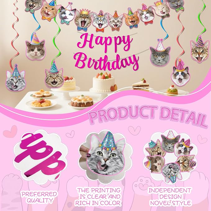 Cat Themed Birthday Party Decorations, Cat Birthday Decorations - Image 4
