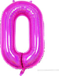 Hot Pink 0 Balloon, 40 Inch Large Laser Hot Pink Foil Helium Number Balloons 0-9 by KYGNE