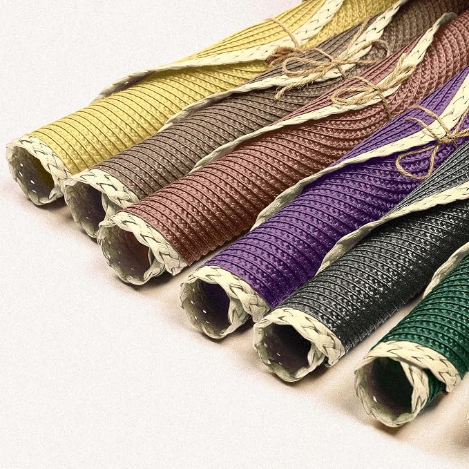 Round Placemats Set of 6, Woven Table Mats, Thin Edge, Coffee Brown | Braided - Image 7
