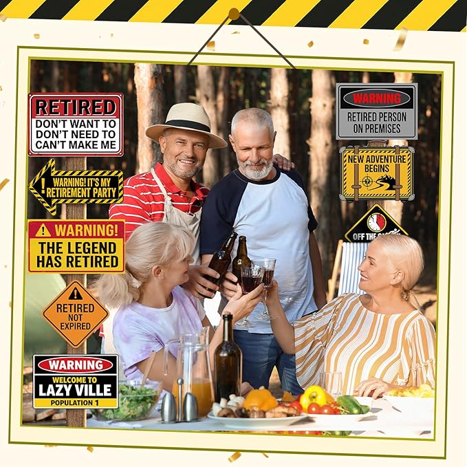 20 Pcs Retirement Party Decorations Funny Retirement Signs Warning Caution - Image 5