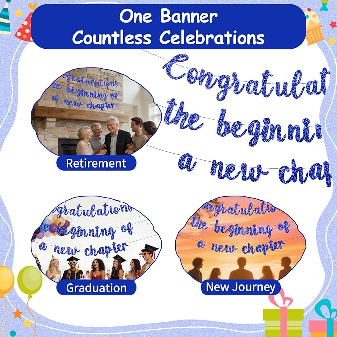 Pre-Strung New Journey Party Decorations Congratulations Banner The Beginning - Image 7