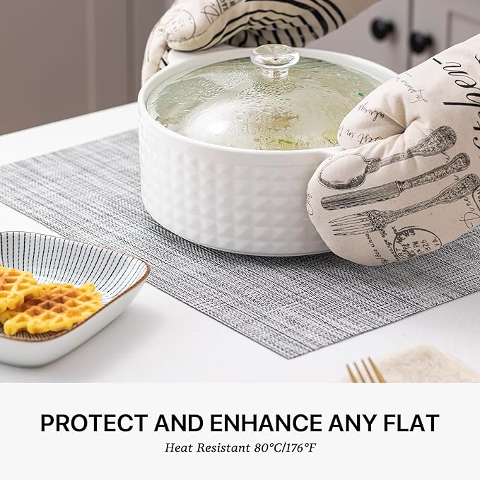 LEXMORE Placemats Set of 6 Vinyl/Plastic Woven Place Mats - Image 5