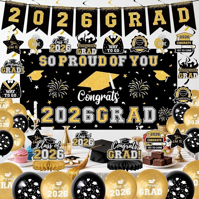 59Pcs Graduation Decorations 2026 Backdrop Balloons Banner Centerpiece Hanging - Image 4