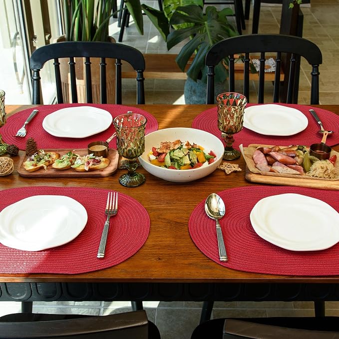 Placemats Set of 6, Woven Oval Braided Dining Table Mats | 12 x 17.5 Inch Size - Image 7