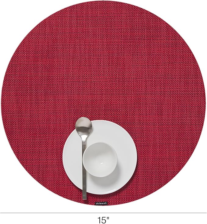 Chilewich Mini Basketweave Placemats, Round Woven Placemats Set of 4 | Reusable - Image 2