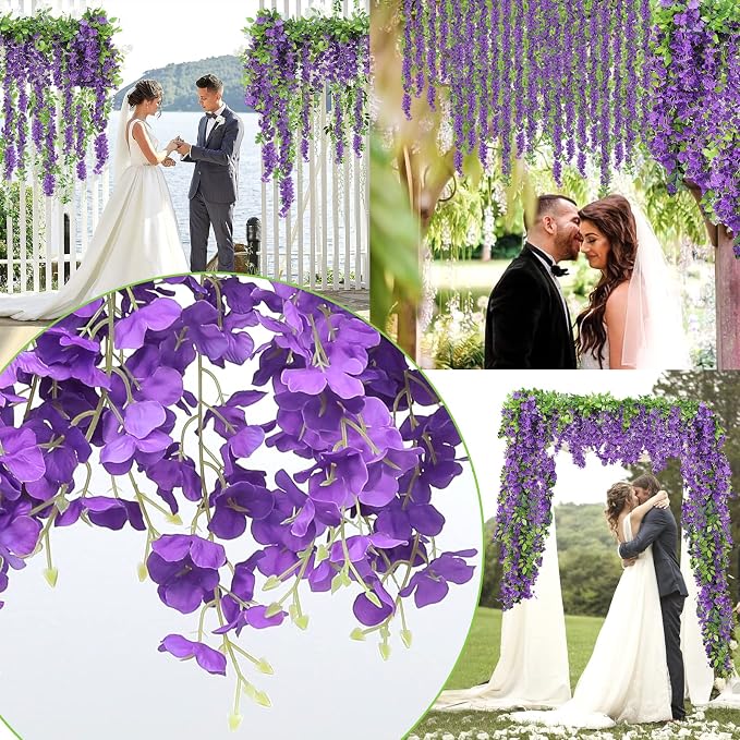 Findosom 5Pcs Total 36FT Wisteria Artificial Flowers Garland - Image 5