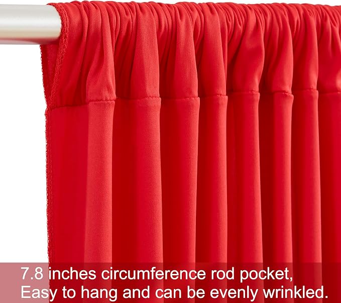 6 Panels Red Backdrop Curtains for Wedding Party Wrinkle Free Backdrops Curtain - Image 6
