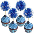 Gyufise 30Pcs Foil Firework Cupcake Toppers Sparkle Tinsel Cake Toppers Tinsel by Gyufise