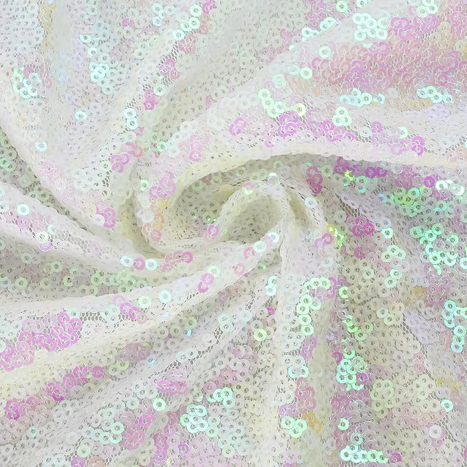 Eternal Beauty White Iridescent 3mm Sequin Backdrop 10x10 Ft - Image 9