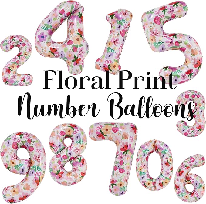 Flower Balloons 40 Inch Floral Number 7 Balloon - Image 3