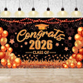 Orange and Black Graduation Decorations Congrats Class of 2026 Banner by ONANNA