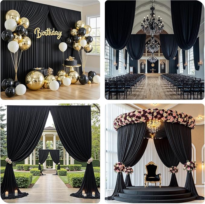 50ft×12ft Black Backdrop Curtain - Image 5