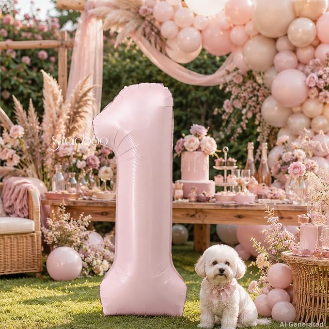 40 Inch Light Pink Number 1 Foil Big 0-9 Giant Digital Balloon | 1st - Image 2