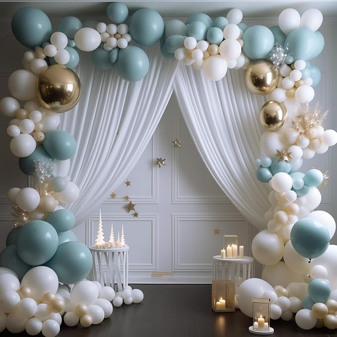 White Backdrop Curtain for Parties Backdrop Drapes, 6 Panel 5x10FT - Image 4