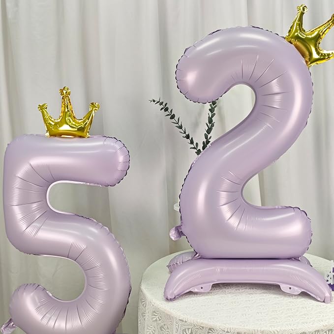 Standing Purple Crown Number 4 Balloon 40In Pastel Purple Crown 4 Balloon | - Image 4
