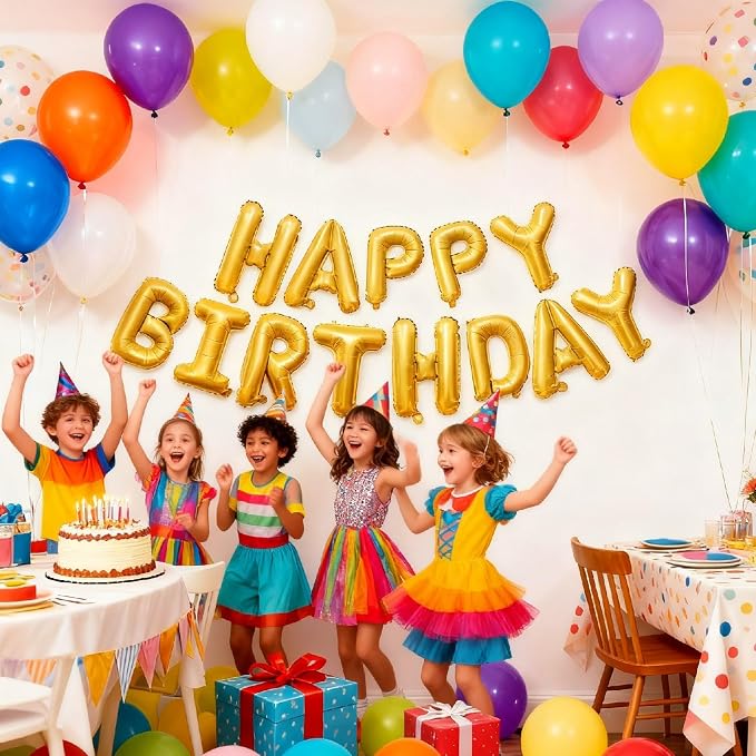 16" Happy Birthday Foil Letter Balloons Banner Set | Alphabet Balloons - Image 6