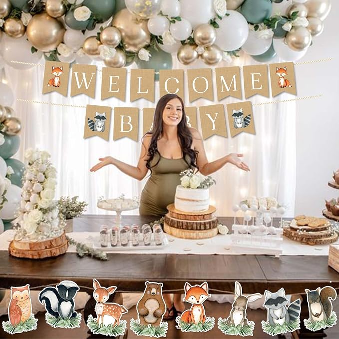 Woodland Baby Shower Banner, Woodland Animals Party Decorations | Welcome Baby - Image 3