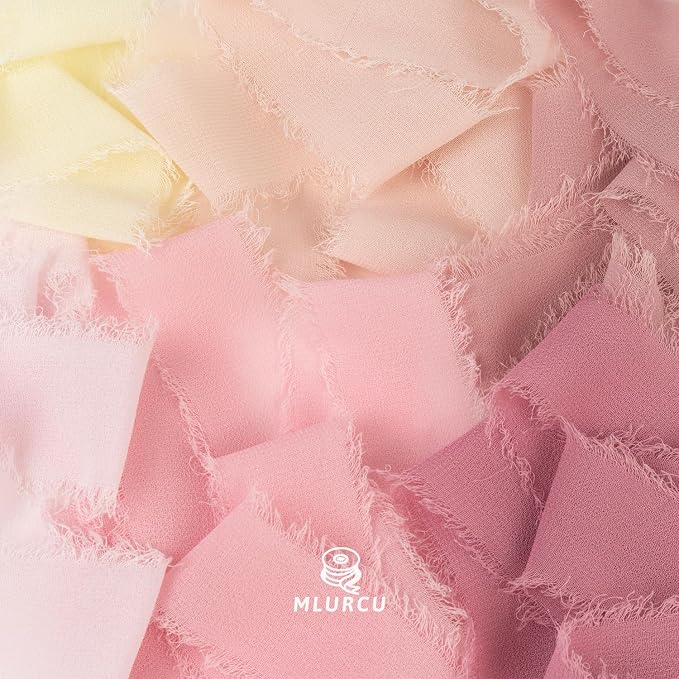 Pink Chiffon Ribbon 1 Inch x 3Yds Pastel Pink/Peach/Cream/Blushing Rose/Dusty - Image 3