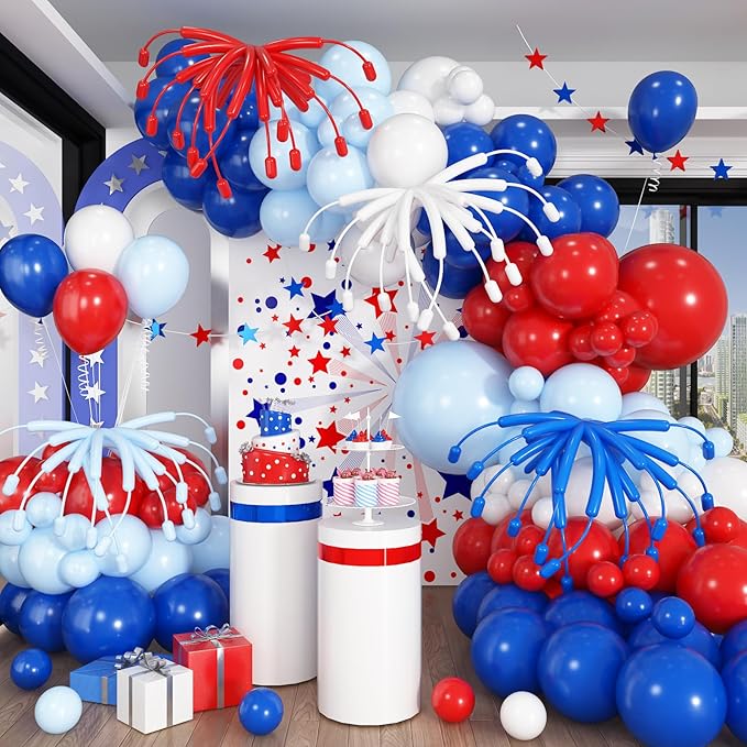 Red White Blue Balloon Arch Kit, 4th of July Independence Royal Blue Red White by Jobkoo