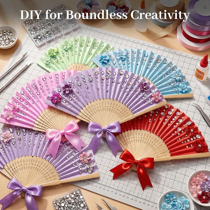 JOHOUSE 28 PCS Color Paper Fans Handheld, 8.3 Inch Foldable Hand Fan | Paper - Image 5
