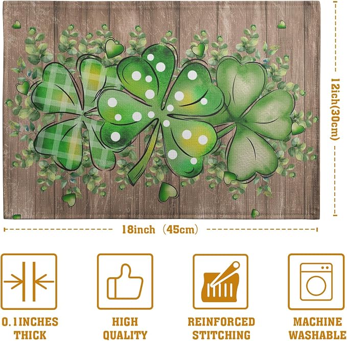St Patricks Day Eucalyptus Leaves Placemats Set of 4, 12x18 Inch St Patrick - Image 4
