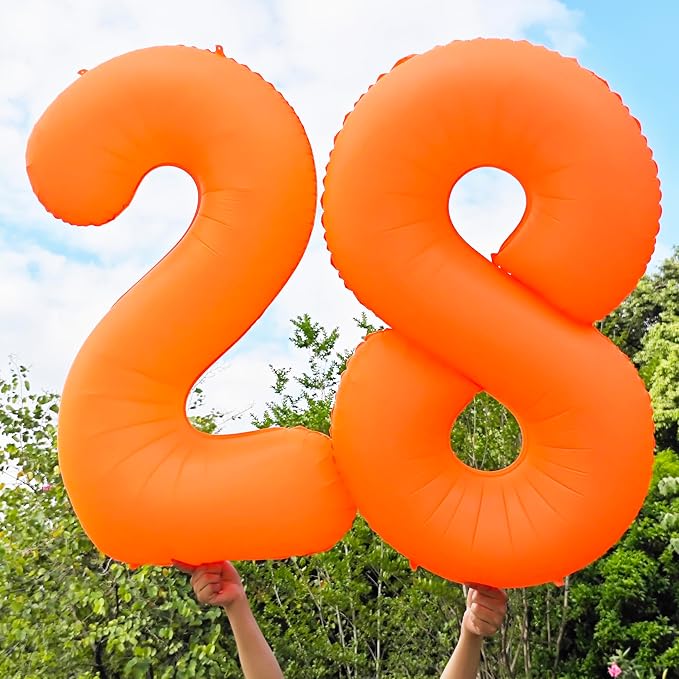 Orange Birthday Number 4 Balloon 40 inch Fluorescent Orange Number 4 | Helium - Image 4