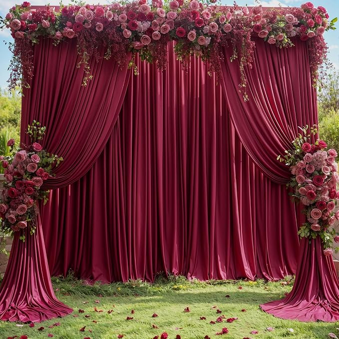 6 Panels Burgundy Backdrop Curtains - Image 4