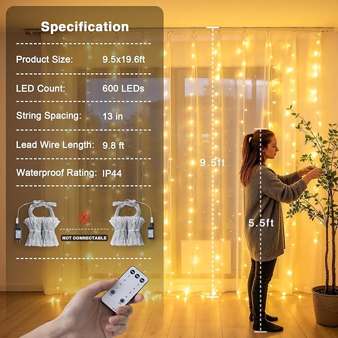 JMEXSUSS 600 LED Curtain Lights - Image 6