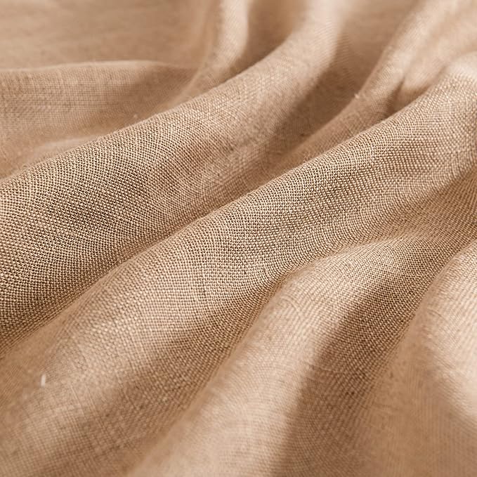 MIULEE Light Brown Linen Curtains 42x63 Inch 2 Panels - Image 4