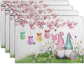 Easter Gnomes Bunny Placemats Set of 4 Easter Eggs Flowers Place Mat 12x18 Inch by Wnoesat