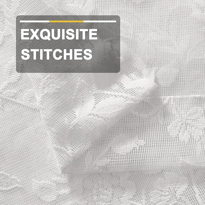FINECITY White Floral Lace Valance Curtain - Image 6