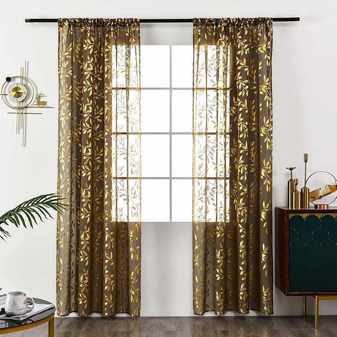 Sutuo Home Taupe Sheer Curtains 72 Inch Length 2 Panels Set, Privacy Voile - Image 2