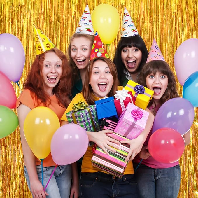 2Pack 3.3 x 8.3 Ft Gold Party Streamers, Tinsel Streamers Birthday Party - Image 7
