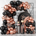 Rose Gold and Black Balloons Garland Arch Kit 100PCS | Metallic Chrome Black by Bezente
