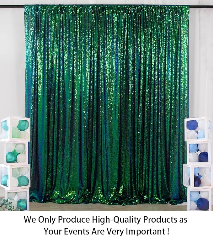 ShinyBeauty 4x8 FT Sequin Fabric Backdrop Iridescent Green - Image 2