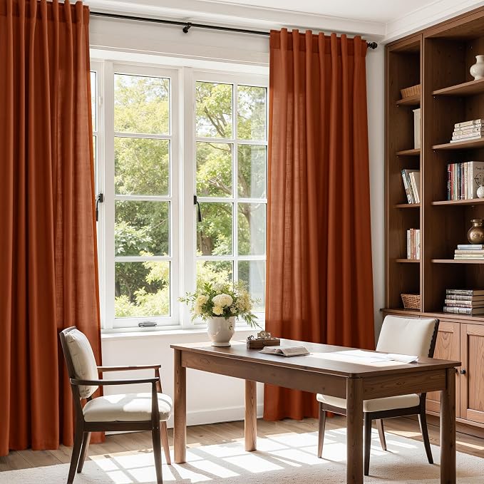 Extra Wide Long Curtains for Living Room 108 Inches Long Back Tab Terracotta - Image 8