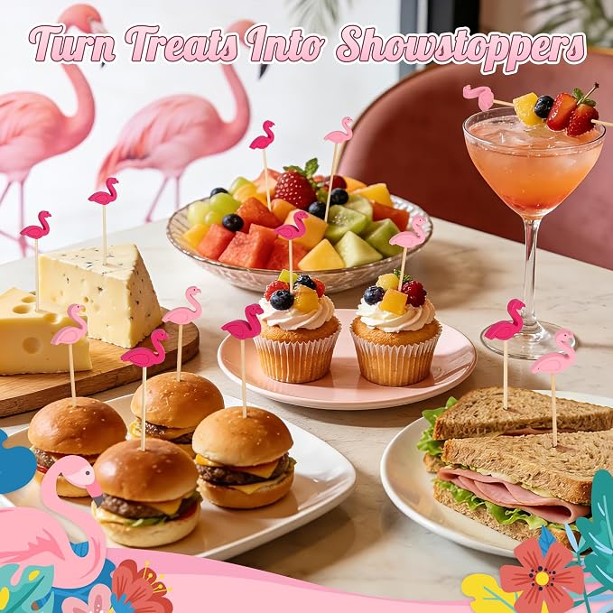 100PCS Pink Flamingo Cocktail Picks, Decorative Toothpicks - Image 3